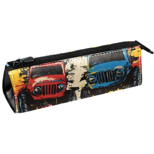 VAPOKF Grunge Painting Monster Trucks Stiftetasche Schreibwarenbeutel Bleistifttasche Kosmetiktasche Kompakte Reißverschlusstasche von VAPOKF