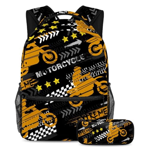 VAPOKF Grunge Schulranzen-Set für Teenager, Mädchen, Jungen, Kinder, Schultasche, Rucksack mit Federmäppchen für die Grundschule, Sekundarstufe, Junior High School, multi, Einheitsgröße, von VAPOKF