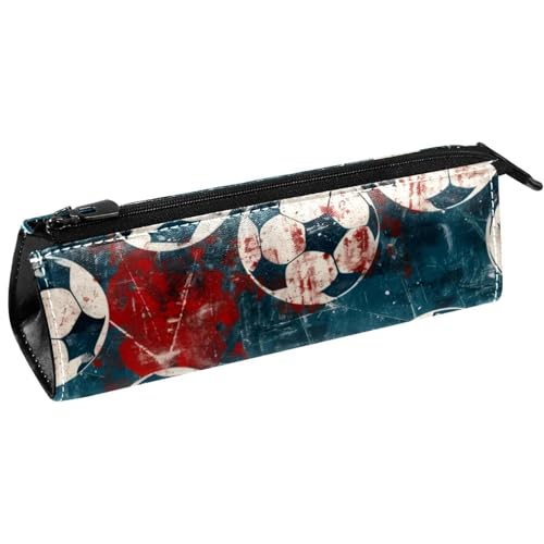 VAPOKF Grunge Soccers Federmäppchen, Schreibwarenbeutel, Kosmetiktasche, kompakte Reißverschlusstasche, Blau von VAPOKF