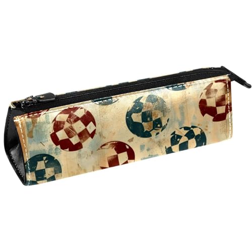 VAPOKF Grunge Stiftetasche mit Fußball-Muster, Schreibwaren-Tasche, Kosmetiktasche, kompakte Reißverschlusstasche von VAPOKF