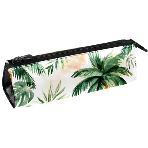 VAPOKF Grunge Stiftetasche mit Palmenhintergrund, Schreibwarenbeutel, Kosmetiktasche, kompakte Reißverschlusstasche von VAPOKF