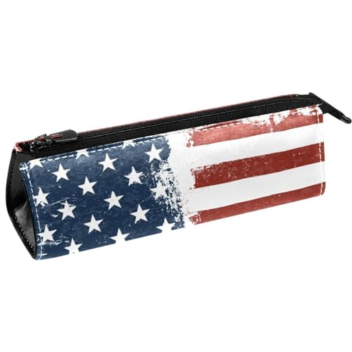 VAPOKF Grunge Stiftetasche mit amerikanischer Flagge, Schreibwarenbeutel, Kosmetiktasche, kompakte Reißverschlusstasche, multi, 5.5 ×6 ×20CM/2.2x2.4x7.9 in, Taschen-Organizer von VAPOKF
