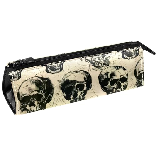 VAPOKF Grunge Totenkopf-Stifttasche, Schreibwaren-Tasche, Kosmetiktasche, kompakte Reißverschlusstasche, multi, 5.5 ×6 ×20CM/2.2x2.4x7.9 in, Taschen-Organizer von VAPOKF