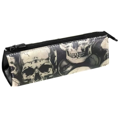VAPOKF Grunge Totenkopf-Stifttasche, Schreibwaren-Tasche, Kosmetiktasche, kompakte Reißverschlusstasche, multi, 5.5 ×6 ×20CM/2.2x2.4x7.9 in, Taschen-Organizer von VAPOKF