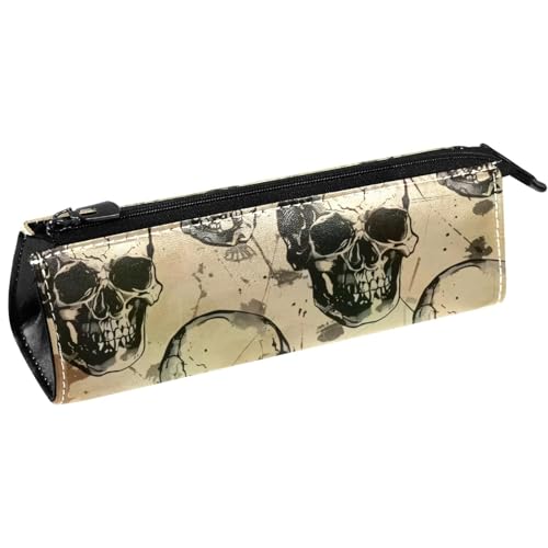 VAPOKF Grunge Totenkopf-Stifttasche, Schreibwaren-Tasche, Kosmetiktasche, kompakte Reißverschlusstasche, multi, 5.5 ×6 ×20CM/2.2x2.4x7.9 in, Taschen-Organizer von VAPOKF