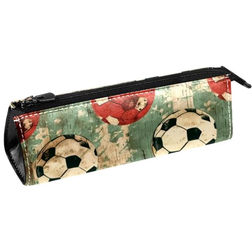 VAPOKF Grunge getragene Fußball-Federtasche, Schreibwaren-Tasche, Kosmetiktasche, kompakte Reißverschlusstasche von VAPOKF