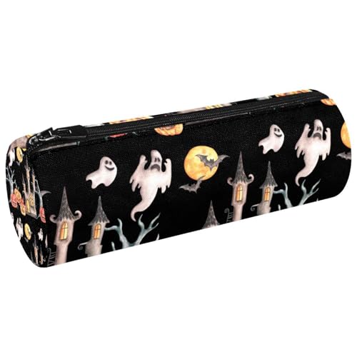VAPOKF Halloween Dead Tree Castle Ghost Pumpkin Canvas Pen Pencil Case Coin Purse Cosmetic Makeup Bag for Student Stationery School Office Storage, multi, 20x6.3cm/7.9x2.5in, Federmäppchen von VAPOKF