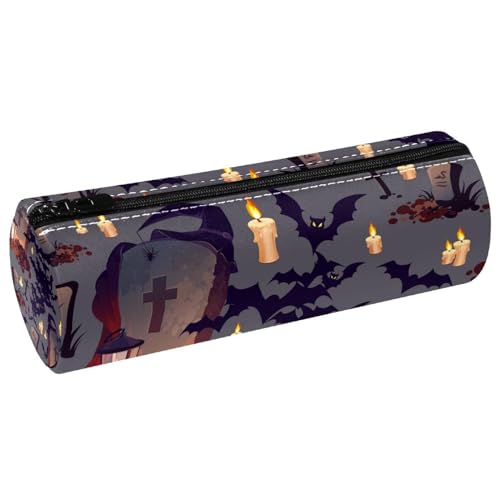 VAPOKF Halloween Grab fliegende Fledermaus Kerzen Federmäppchen, PU-Leder Stifttasche Student Schreibwaren Organizer Tasche Make-up Tasche für Frauen Mädchen Jungen Kinder Schule Bürobedarf, multi von VAPOKF