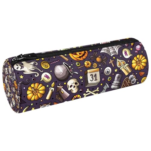 VAPOKF Halloween Hexenhut Kürbis Artikel Leinwand Stifteetui Münzbörse Kosmetiktasche, Schulsachen für Schüler Schreibwaren Schule Büro Aufbewahrung, multi, 20x6.3cm/7.9x2.5in, Federmäppchen von VAPOKF