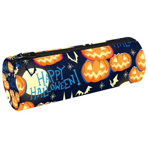 VAPOKF Halloween Jack Kürbis Vollmond Fledermäuse Leinwand Stifteetui Münzbörse Kosmetiktasche für Schüler Schreibwaren Schule Büro Aufbewahrung, multi, 20x6.3cm/7.9x2.5in, Federmäppchen von VAPOKF