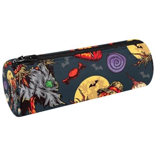 VAPOKF Halloween Kürbis Vogelscheuche Eyeball Süßigkeiten Leinwand Stifteetui Münzbörse Kosmetiktasche für Schüler Schreibwaren Schule Büro Aufbewahrung, multi, 20x6.3cm/7.9x2.5in, Federmäppchen von VAPOKF