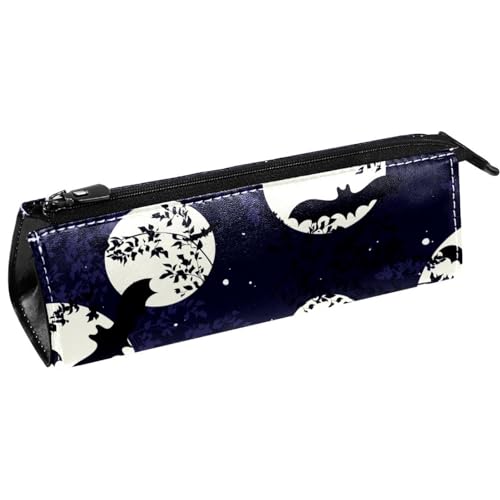 VAPOKF Halloween Vollmond Fledermaus-Silhouette Stifttasche Schreibwarenbeutel Bleistifttasche Kosmetiktasche Kompakte Reißverschlusstasche, multi, 5.5 ×6 ×20CM/2.2x2.4x7.9 in, Taschen-Organizer von VAPOKF