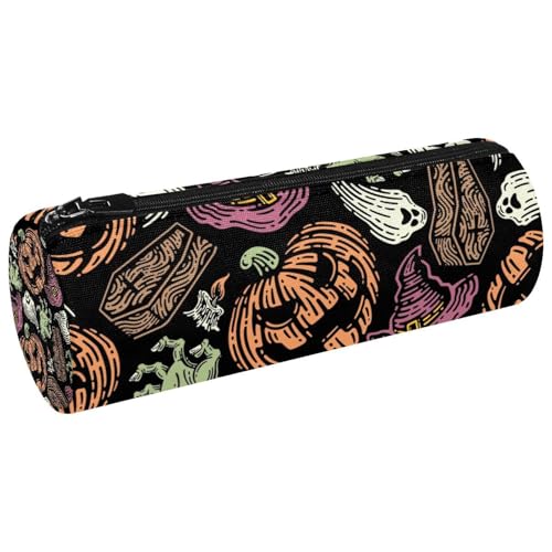VAPOKF Halloween Zombie Hand Geist Kürbis Kerze Leinwand Stift Federmäppchen Münze Geldbörse Kosmetik Make-up Tasche für Studenten Schreibwaren Schule Büro Aufbewahrung, multi, 20x6.3cm/7.9x2.5in, von VAPOKF