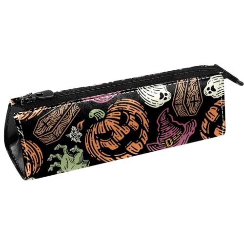 VAPOKF Halloween Zombie Hand Geist Kürbis Kerze Stifttasche Schreibwaren Tasche Bleistift Tasche Kosmetik Tasche Kompakte Reißverschlusstasche, multi, 5.5 ×6 ×20CM/2.2x2.4x7.9 in, Taschen-Organizer von VAPOKF