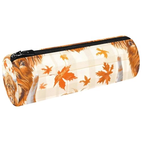 VAPOKF Highland Cow Autumn Maple Leave Canvas Pen Pencil Case Coin Purse Cosmetic Makeup Bag for Student Stationery School Office Storage, multi, 20x6.3cm/7.9x2.5in, Federmäppchen von VAPOKF