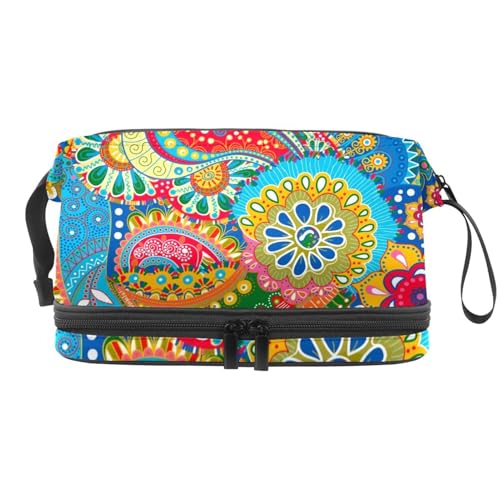 VAPOKF Korallen-Kosmetiktasche für Damen und Mädchen, Reise-Kulturbeutel, Make-up, praktische Tasche mit Pinselfach, Mehrfarbig 4, 27x15x14 cm/10.6x5.9x5.5 in, Kosmetikkoffer von VAPOKF