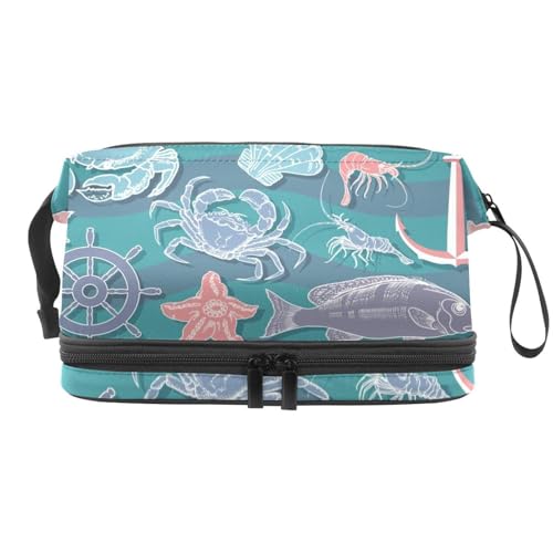 VAPOKF Kosmetiktasche für Damen und Mädchen, Motiv: Kritzelmenmenmenmenmenmen/Sonnenbrillen, Reise-Kulturbeutel, Make-up, praktische Tasche, Organizer-Tasche mit Pinselfach, Mehrfarbig 9, 27x15x14 cm von VAPOKF