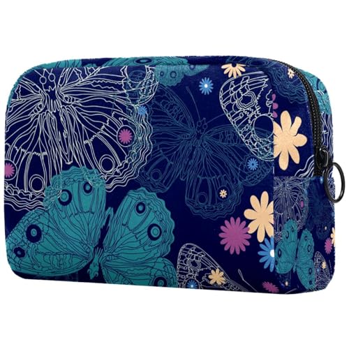 VAPOKF Kosmetiktasche mit Dinosaurier-Muster, für Damen, Reise-Kulturbeutel, groß, Make-up, praktische Tasche mit Reißverschluss, Mehrfarbig 11, 18.5x7.5x13cm/7.3x3x5.1in, Kosmetikkoffer von VAPOKF