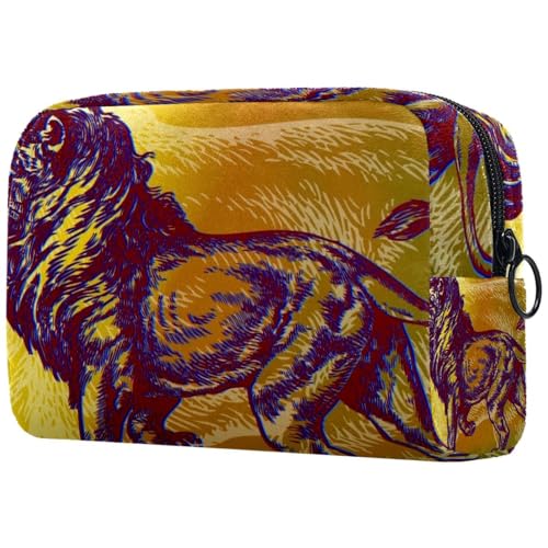 VAPOKF Kosmetiktasche mit Dinosaurier-Muster, für Damen, Reise-Kulturbeutel, groß, Make-up, praktische Tasche mit Reißverschluss, Mehrfarbig 12, 18.5x7.5x13cm/7.3x3x5.1in, Kosmetikkoffer von VAPOKF