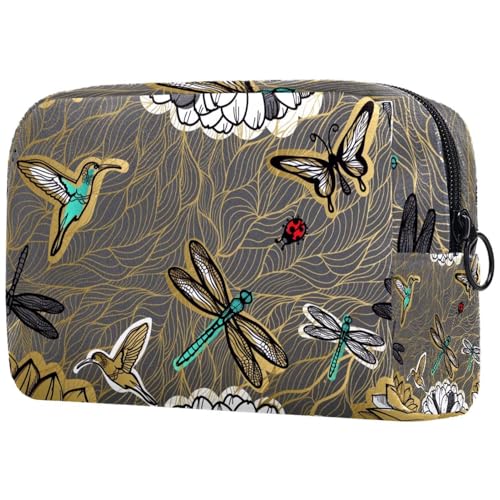 VAPOKF Kosmetiktasche mit Dinosaurier-Muster, für Damen, Reise-Kulturbeutel, groß, Make-up, praktische Tasche mit Reißverschluss, Mehrfarbig 6, 18.5x7.5x13cm/7.3x3x5.1in, Kosmetikkoffer von VAPOKF