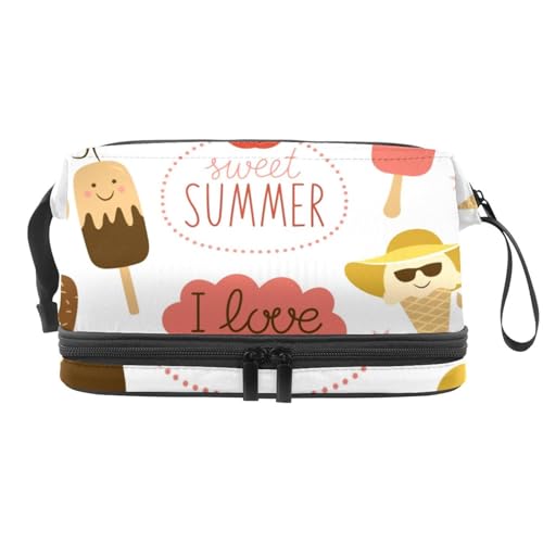 VAPOKF Kosmetiktasche mit Dinosaurier-Muster, für Damen und Mädchen, Reise-Kulturbeutel, Make-up, praktische Tasche, Organizer-Tasche mit Pinselfach, Mehrfarbig 11, 27x15x14 cm/10.6x5.9x5.5 in von VAPOKF