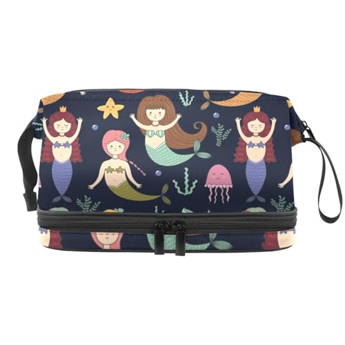 VAPOKF Kosmetiktasche mit Dinosaurier-Muster, für Damen und Mädchen, Reise-Kulturbeutel, Make-up, praktische Tasche, Organizer-Tasche mit Pinselfach, Mehrfarbig 11, 27x15x14 cm/10.6x5.9x5.5 in von VAPOKF