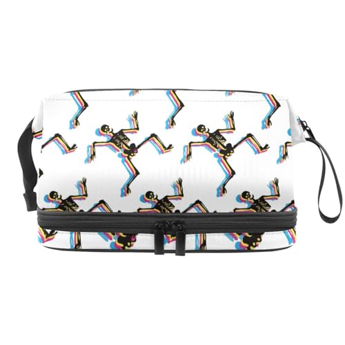 VAPOKF Kosmetiktasche mit Dinosaurier-Muster, für Damen und Mädchen, Reise-Kulturbeutel, Make-up, praktische Tasche, Organizer-Tasche mit Pinselfach, Mehrfarbig 5, 27x15x14 cm/10.6x5.9x5.5 in von VAPOKF