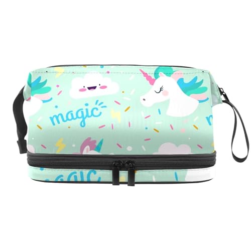 VAPOKF Kosmetiktasche mit Dinosaurier-Muster, für Damen und Mädchen, Reise-Kulturbeutel, Make-up, praktische Tasche, Organizer-Tasche mit Pinselfach, Mehrfarbig 8, 27x15x14 cm/10.6x5.9x5.5 in von VAPOKF