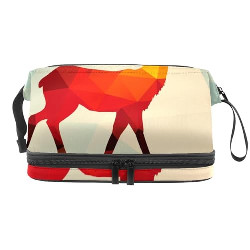 VAPOKF Kosmetiktasche mit Hundemotiv für Damen und Mädchen, Reise-Kulturbeutel, Make-up, praktische Tasche mit Pinselfach, Mehrfarbig 3, 27x15x14 cm/10.6x5.9x5.5 in, Kosmetikkoffer von VAPOKF