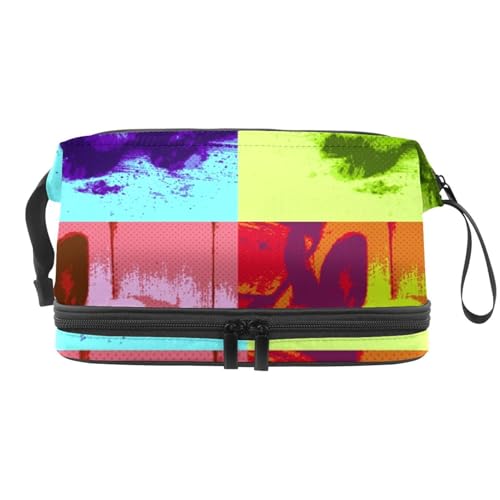 VAPOKF Kosmetiktasche mit Schmetterlingsmotiv für Damen und Mädchen, Reise-Kulturbeutel, Make-up, praktische Tasche mit Pinselfach, Mehrfarbig 3, 27x15x14 cm/10.6x5.9x5.5 in, Kosmetikkoffer von VAPOKF