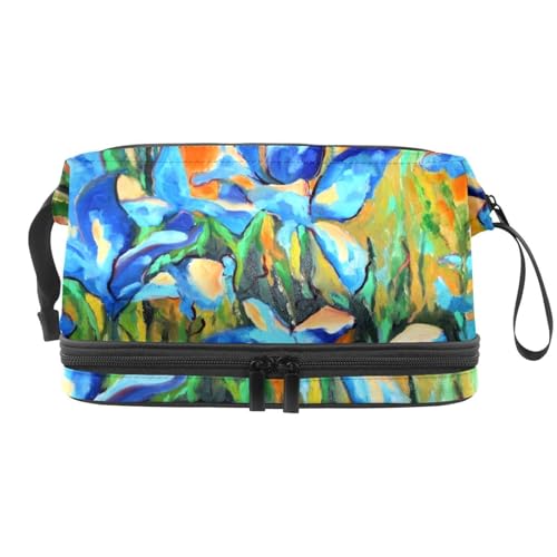 VAPOKF Kosmetiktasche mit Schmetterlingsmuster, für Damen und Mädchen, Reise-Kulturbeutel, Make-up, praktische Tasche mit Pinselfach, Mehrfarbig 12, 27x15x14 cm/10.6x5.9x5.5 in, Kosmetikkoffer von VAPOKF