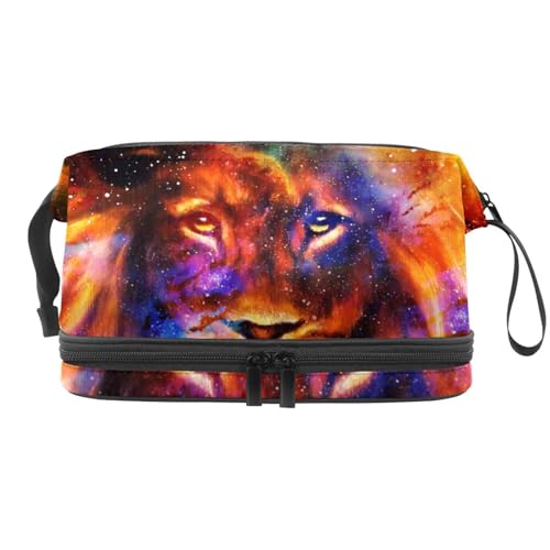 VAPOKF Kosmetiktasche mit Unkrautblättern, für Damen und Mädchen, Reise-Kulturbeutel, Make-up, praktische Tasche, Organizer mit Pinselfach, Violett, Mehrfarbig 9, 27x15x14 cm/10.6x5.9x5.5 in von VAPOKF