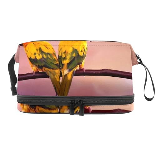 VAPOKF Kosmetiktasche mit Vögeln auf dem Baum, für Damen und Mädchen, Reise-Kulturbeutel, Make-up, praktische Tasche, Organizer mit Pinselfach, Mehrfarbig 10, 27x15x14 cm/10.6x5.9x5.5 in von VAPOKF
