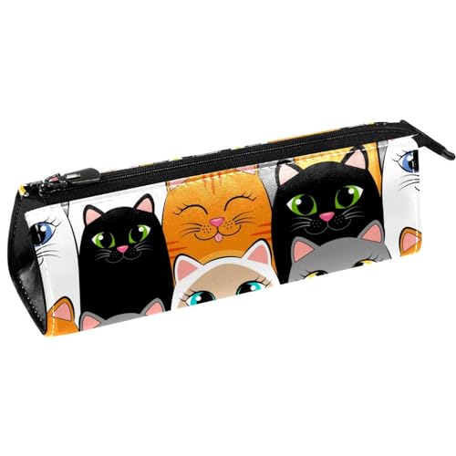 VAPOKF Lächelnde Katzen Stifttasche Schreibwaren Beutel Bleistift Tasche Kosmetiktasche Tasche Kompakte Reißverschlusstasche, multi, 5.5 ×6 ×20CM/2.2x2.4x7.9 in, Taschen-Organizer von VAPOKF