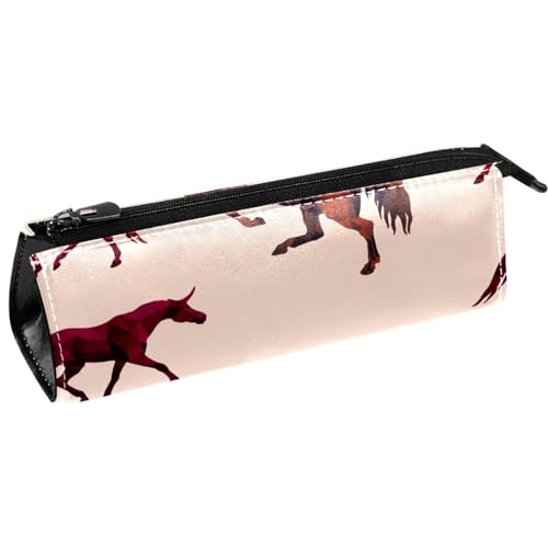 VAPOKF Laufendes Einhorn Pferd Stift Tasche Schreibwaren Beutel Bleistift Tasche Kosmetiktasche Tasche Kompakte Reißverschlusstasche, multi, 5.5 ×6 ×20CM/2.2x2.4x7.9 in, Taschen-Organizer von VAPOKF