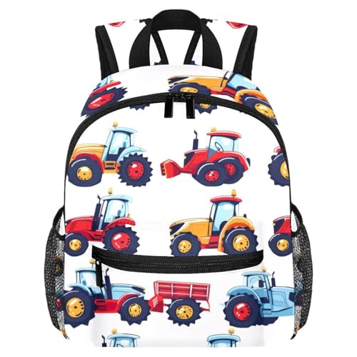 VAPOKF Leichter Schulrucksack, Kleinkind-Rucksack, kleine Reise-Umhängetasche für Jungen, Mädchen, Kinder, Bauernhof-Traktoren mit Trolley von VAPOKF