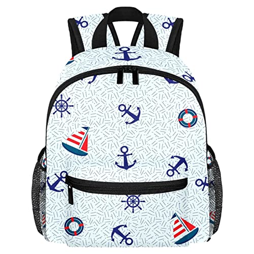 VAPOKF Leichter Schulrucksack Kleinkind Rucksack Kleine Reise Schultertasche für Jungen Mädchen Kinder, Segelboot Anker Lenkrad und Rettungsring, multi von VAPOKF