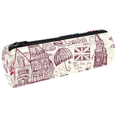 VAPOKF London UK British Postcard Canvas Pen Pencil Case Coin Purse Cosmetic Makeup Bag for Student Stationery School Office Storage, multi, 20x6.3cm/7.9x2.5in, Federmäppchen von VAPOKF