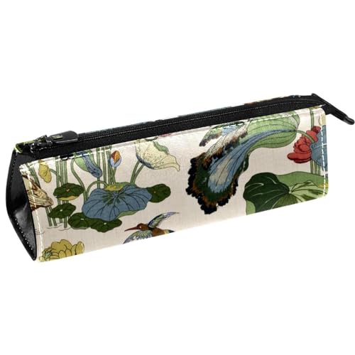 VAPOKF Lotus Pond with Birds Pen Bag Stationery Pouch Pencil Bag Cosmetic Pouch Compact Zipper Bag, multi, 5.5 ×6 ×20CM/2.2x2.4x7.9 in, Taschen-Organizer von VAPOKF