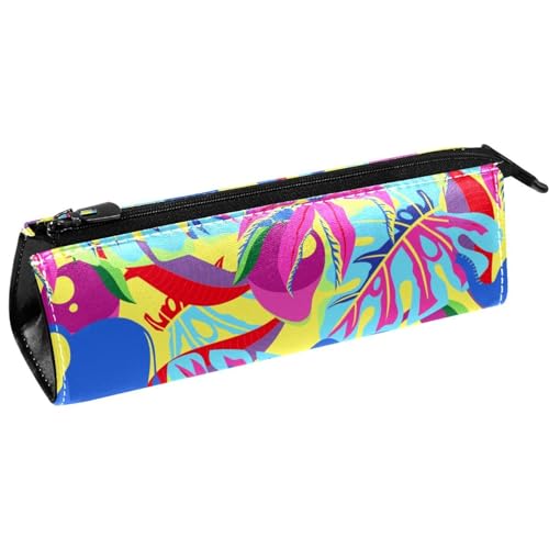 VAPOKF Mango Blumen Palmblätter und Elefanten Tropisches Muster Stift Tasche Schreibwaren Beutel Bleistift Tasche Kosmetiktasche Tasche Kompakte Reißverschlusstasche, multi, 5.5 ×6 ×20CM/2.2x2.4x7.9 von VAPOKF