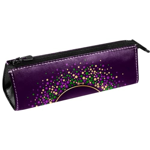 VAPOKF Mardi Gras Stiftetasche, rund, gepunktet, Schreibwarenbeutel, Kosmetiktasche, kompakte Reißverschlusstasche, multi, 5.5 ×6 ×20CM/2.2x2.4x7.9 in, Taschen-Organizer von VAPOKF