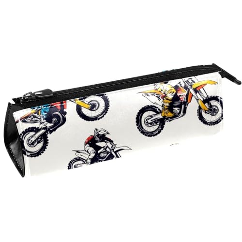 VAPOKF Motorcross Man Stiftetasche, Schreibwaren-Tasche, Bleistifttasche, Kosmetiktasche, kompakte Reißverschlusstasche von VAPOKF