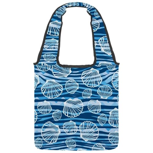 VAPOKF Muscheln auf blauem Wellenstreifen von VAPOKF