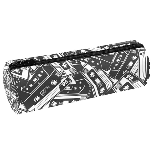 VAPOKF Nahtloses Retro-Kassettenband-Federmäppchen, PU-Leder, Stifttasche, Studenten, Schreibwaren, Organizer, Tasche, Make-up-Tasche für Damen, Mädchen, Jungen, Kinder, Schule, Bürobedarf, multi von VAPOKF