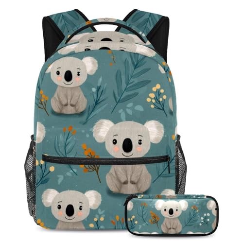 VAPOKF Niedliches Koala-Schulranzen-Set für Teenager, Mädchen, Jungen, Kinder, Schüler-Büchertasche, Rucksack mit Federmäppchen für Grundschule, Sekundarstufe, Junior High School VAPOKF Niedliches Koala-Schulranzen-Set für Teenager, Mädchen, Jungen, Kinder, Schüler-Büchertasche, Rucksack mit Federmäppchen für Grundschule, Sekundarstufe, Junior High School von VAPOKF