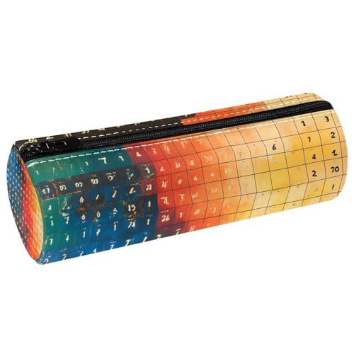 VAPOKF Old Math Table Leather Barrel Pen Pencil Case Coin Purse Cosmetic Makeup Bag for Student Stationery School Office Storage VAPOKF Old Math Table Leather Barrel Pen Pencil Case Coin Purse Cosmetic Makeup Bag for Student Stationery School Office Storage von VAPOKF