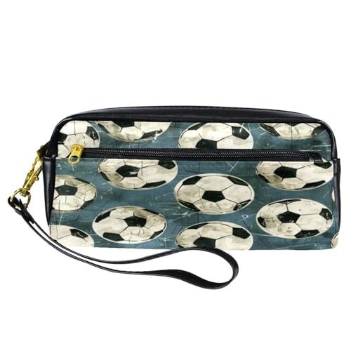 VAPOKF PU-Federmäppchen, Stiftetasche, Schüler-Schreibwaren-Tasche mit Reißverschluss, für Jungen und Mädchen, Schul- und Bürobedarf, Fußball auf Grunge-Blau, multi, 20.5x5x8.5cm/8.1x2x3.3in, VAPOKF PU-Federmäppchen, Stiftetasche, Schüler-Schreibwaren-Tasche mit Reißverschluss, für Jungen und Mädchen, Schul- und Bürobedarf, Fußball auf Grunge-Blau, multi, 20.5x5x8.5cm/8.1x2x3.3in, von VAPOKF
