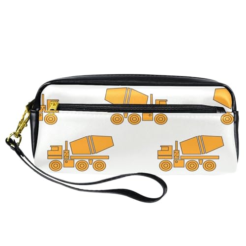 VAPOKF PU-Federmäppchen, Stifttasche, Schüler-Schreibwaren-Tasche mit Reißverschluss, für Jungen und Mädchen, Schul- und Bürobedarf – Betonmischer-Maschinen, multi, 20.5x5x8.5cm/8.1x2x3.3in, von VAPOKF