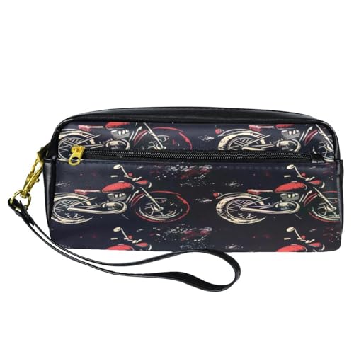 VAPOKF PU-Federmäppchen Stiftetasche für Schüler, Schreibwaren-Tasche mit Reißverschluss, für Jungen und Mädchen, Schul- und Bürobedarf, roter Motor auf Grunge-Hintergrund, multi, von VAPOKF