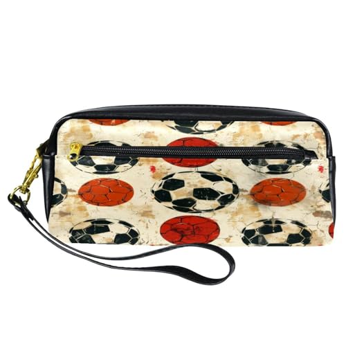 VAPOKF PU-Federmäppchen Stiftetasche für Schüler, Schreibwaren-Tasche mit Reißverschluss, für Jungen und Mädchen, Schul- und Bürobedarf – Grunge Football, multi, 20.5x5x8.5cm/8.1x2x3.3in, von VAPOKF